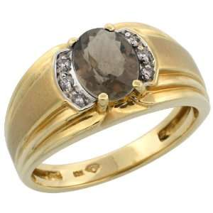  10k Gold Satin Stripe Mens Comfort Fit Stone Ring, w/ 0 