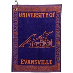  Evansville Purple Aces Woven Jacquard Golf Towel: Sports 