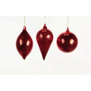  Pack of 12 Christmas Traditions Red Crackled Glass 