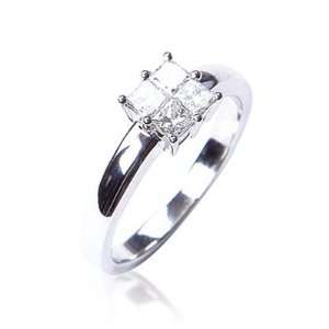   Set Princess Cut Invisable Set Ring in 18ct White Gold, Ring Size 7