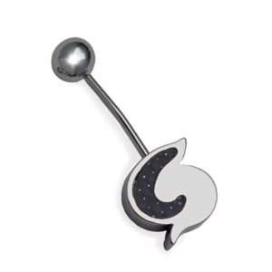   Piercing in White/Black Steel and Carbon, form Fantasy, weight 5 grams