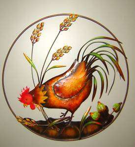 Country Rooster Metal Wall Decor Plaque NEW  