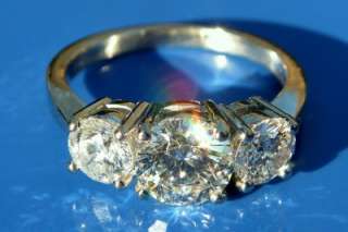 BEST EVER 18ct WHITE GOLD 2.00CT BRILLIANT CUT DIAMOND TRILOGY RING 