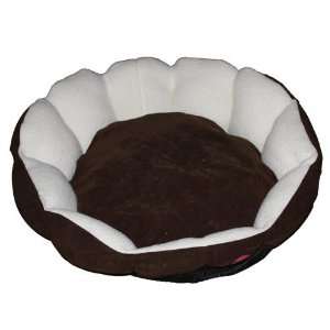  Round Padded Brown & White Bed