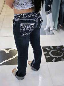 LA Idol Dark Rhinestone Crystal Jeans Bootcut Denim sz  