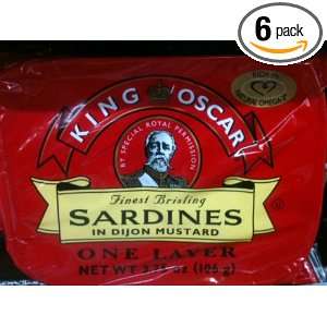 King Oscar Sardine Mustard, 3.75 Ounce Cans (Pack of 6)  