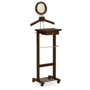  Valet Stand With Mirror, Drawer, Tie Hook, Casters