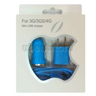   in 1 Car Charger+AC Charger+Cable for iphone 3G 3GS 4G U.S Pin  