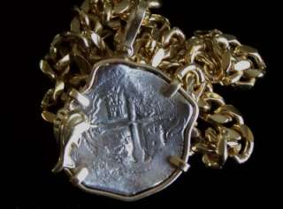 Coin Silver 8 Reale Conception Shipwreck Circa 1641 COA 14K Gold Bezel 