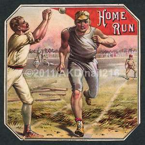 1880’s Baseball Home Run Vintage Cigar Label Sample Art  