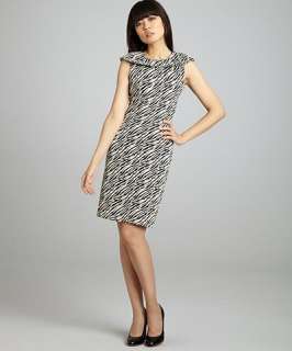 Calvin Klein zebra print knit foldover collar sheath dress