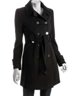 Elie Tahari black wool double breast belted coat  BLUEFLY up to 70% 