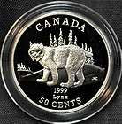 1999 Canada 50 cent Proof Silver Coin   Lynx