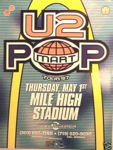 U2 1997 DENVER POP MART CONCERT TOUR POSTER  NEW WAVE  