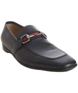 Gucci dark blue leather web stripe horsebit loafers   up to 70 