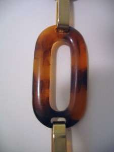 Vintage 70s Tortoiseshell Lucite Chain Link Belt Necklace Goldplated 