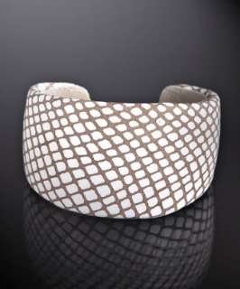 Ted Rossi white snake embossed leather cuff  