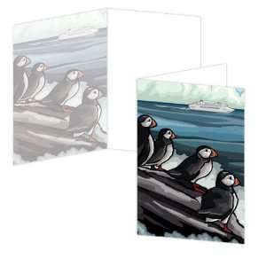 ECOeverywhere Alaska Puffins Boxed Card Set, 12 Cards and Envelopes, 4 