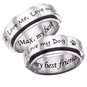  Stainless Steel Love Me, Love My Dog Engraved Pet Spinner 
