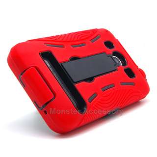 Red Kickstand 2 in 1 Double Layer Hard Case Gel Cover For HTC Evo 4G 
