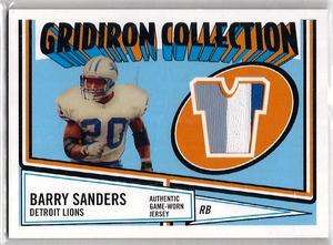Barry Sanders 3 COLOR GAME WORN JERSEY PATCH Card LIONS  