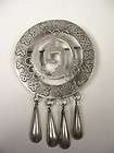 Vintage Sterling Silver Mayan Aztec Pin Brooch Mexico  