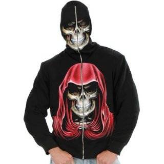   Print Adult Black Hooded Sweatshirt Hoodie Costume with Face Mask