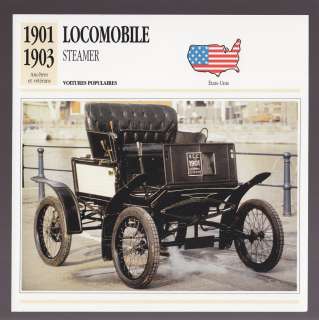   1902 1903 LOCOMOBILE STEAMER Car FRENCH ATLAS PHOTO SPEC CARD  