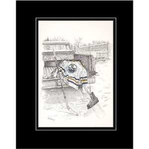 Hockey Art Edmonton Oilers After Shiny Color Matted Print  