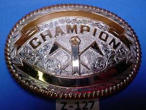 Pristine Custom Made Champion Trophy Cowboy Belt Buckle  