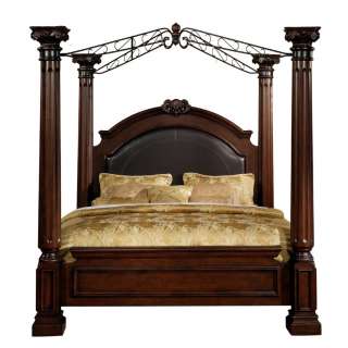   Montecito II King Canopy Poster Leather Bed Bedroom Furniture  