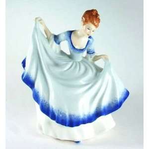 Royal Doulton large figurine   HN3223   Pamela   blue and white dress 