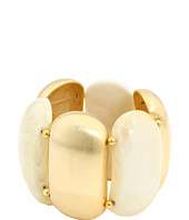 Kenneth Jay Lane   Satin Gold/white Agate Stretch Bracelet