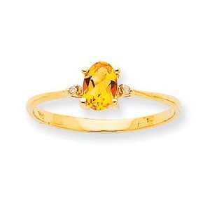   Genuine Diamond Citrine Birthstone Ring   Size 6   JewelryWeb Jewelry