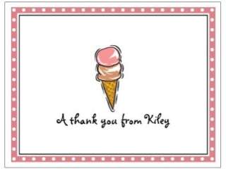 12 Personalized Ice Cream Cone Thank You Note Cards  