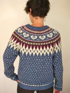 Vtg 80s Woolrich Fair Isle Wool Heart Yoke Sweater L  