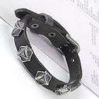 Black Leather Belt Mens Bracelet Wristband Gothic Cool Cuff Punk 