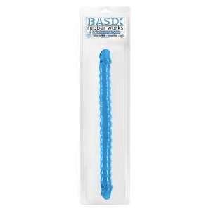  Basix 18 Ribbed Double Dong Blue