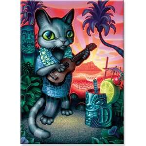 Tiki Cat by Brad Tiki Shark Parker   Hawaiian Art Collectible 