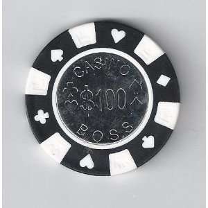 Casino Boss ~ Casino Poker Chips ~ Black ~ $100 Chip ~ 25 per Pack 