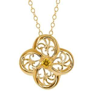  Round Yellow Citrine 18k Yellow Gold Pendant: Jewelry