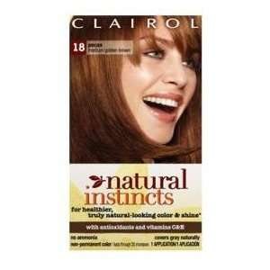  Clairol Natural Instincts #18 Pecan (Med Golden Brown) Kit 