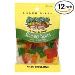 Snak Club Gummy Bears, 4 ounce bags, (Pack of 12):  Grocery 