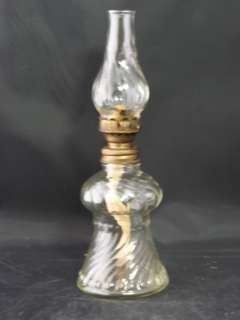 Vintage Glass Oil Lamp Swirl Design Over 8 Inch Tall  