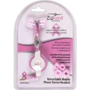  ZipKord Pink Ribbon High Quality Retractable 950IEIPINK 
