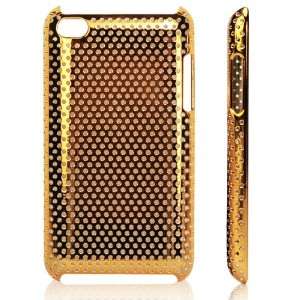  Gold / Mesh Pattern Plastic Case for Apple iPod Touch 4+Free 