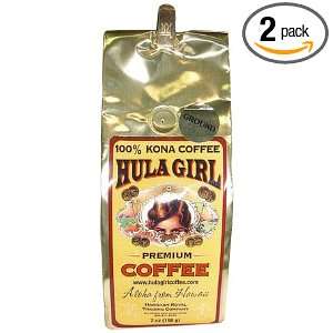 Hula Girl 100% Kona Coffee D, 7 Ounce (Pack of 2)  Grocery 