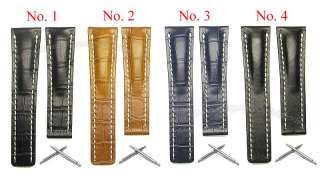 24mm Leather watch Band fit Breitling Deployant Buckle  
