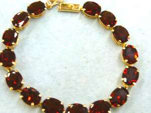 Amazing 14k yellow gold 37.50 deep bright red garnet tennis bracelet 