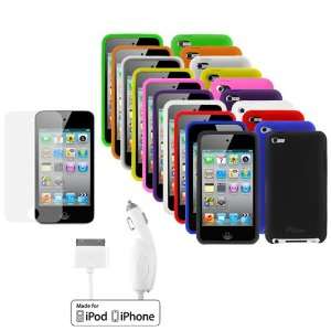 Car Charger + Clear LCD Screen Protector + Ten Silicone Cases / Skins 